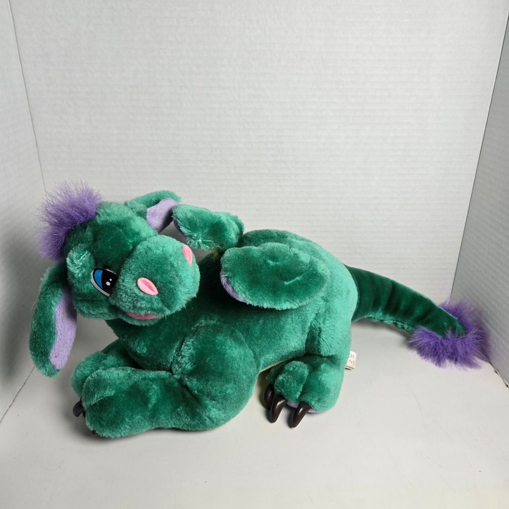 Rare Vintage Busch Gardens Green 16" Plush Dragon "Land Of The Dragons" Stuffed